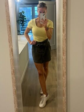 Express Yellow Ribbed Bodysuit